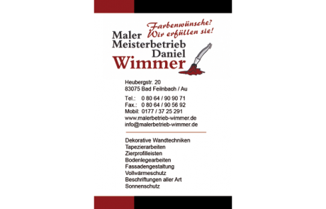 Visitenkarte Malerbetrieb Wimmer